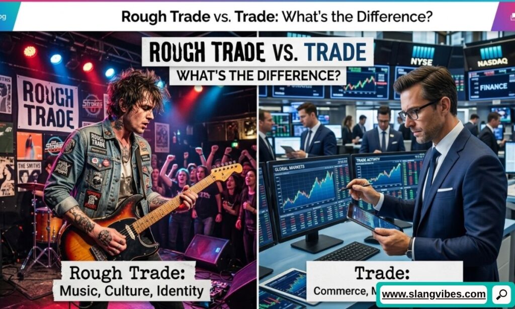 Comparison of rough trade vs trade slang meanings in LGBTQ+ culture with clear definitions and usage examples.