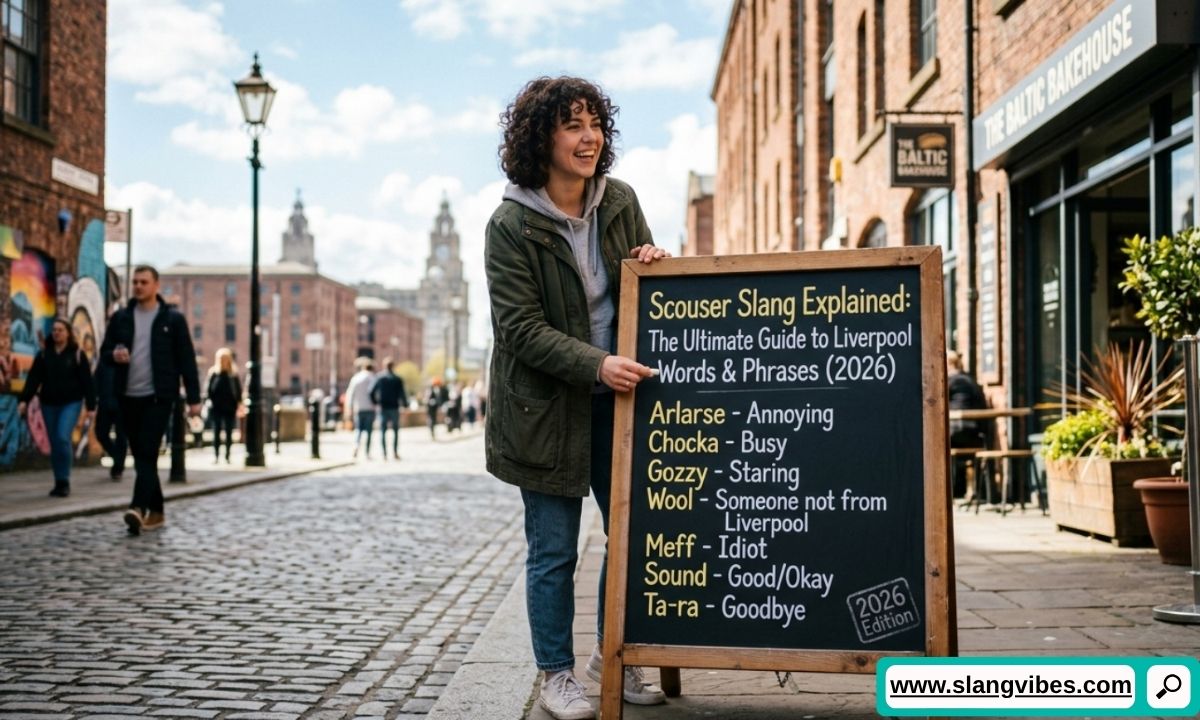 Scouser slang guide featuring Liverpool street signs, local phrases, and Merseyside expressions explained for 2026.