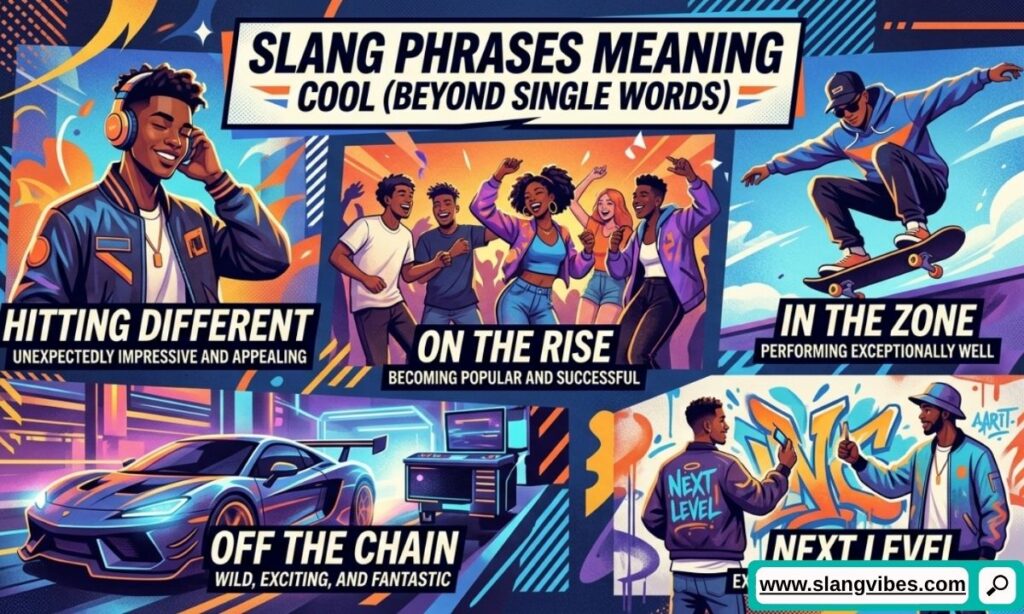Slang phrases meaning cool with popular Gen Z expressions, modern internet slang, and trending casual English phrases