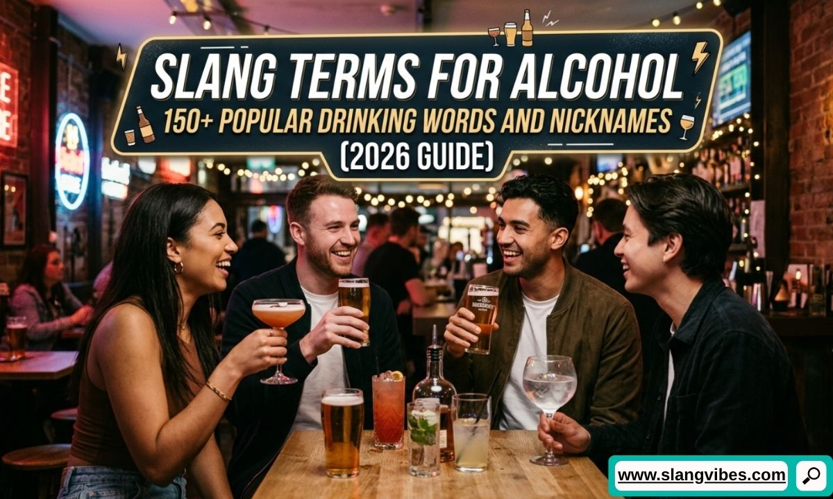 Slang terms for alcohol with popular drinking words, liquor nicknames, beer slang, and cocktail slang explained