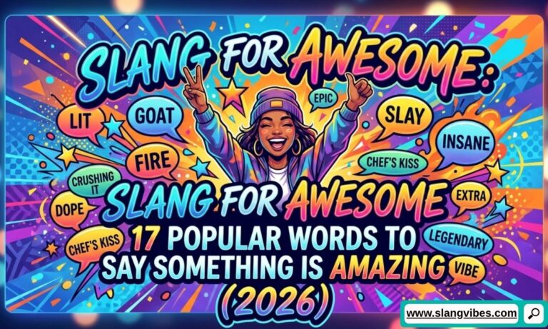 Slang for Awesome with 17 popular words that mean amazing, including fire, lit, GOAT, and bussin in modern English