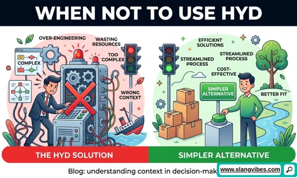 When not to use HYD in text messages, including formal emails, workplace chats, and professional communication examples.