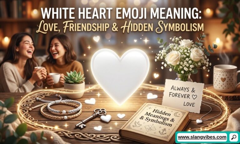 White Heart Emoji Meaning showing 🤍 for love, friendship, emotional support, peace, and kindness in texting and social media
