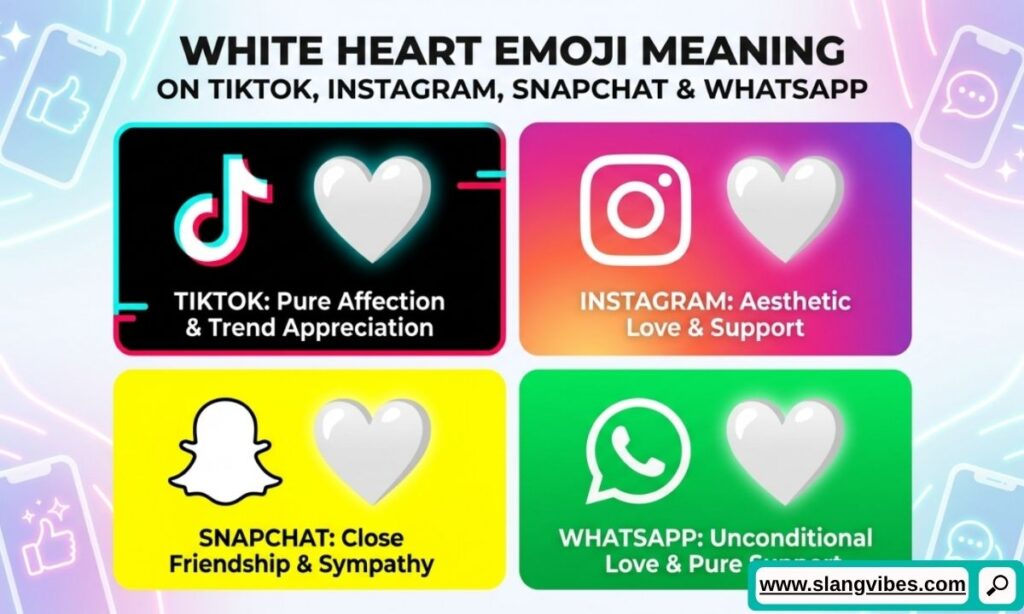 White Heart Emoji Meaning on TikTok, Instagram, Snapchat, and WhatsApp with love, friendship, and support symbolism