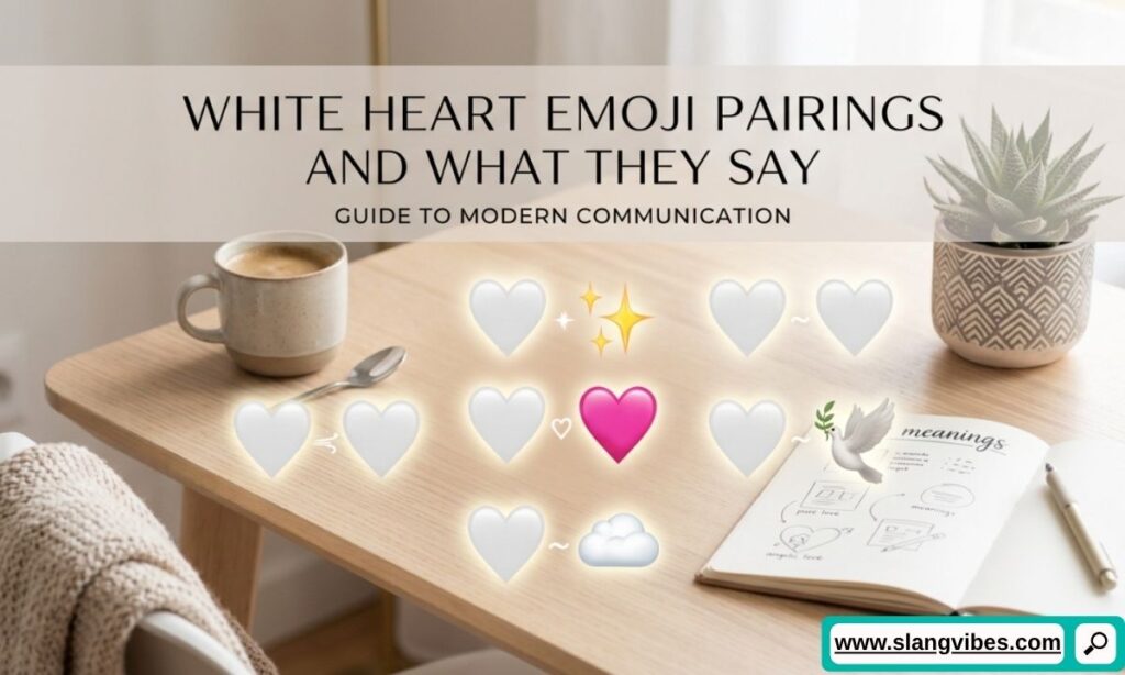 White Heart Emoji pairings with ❤️🖤💙💛 showing meanings in texting, relationships, and social media conversations