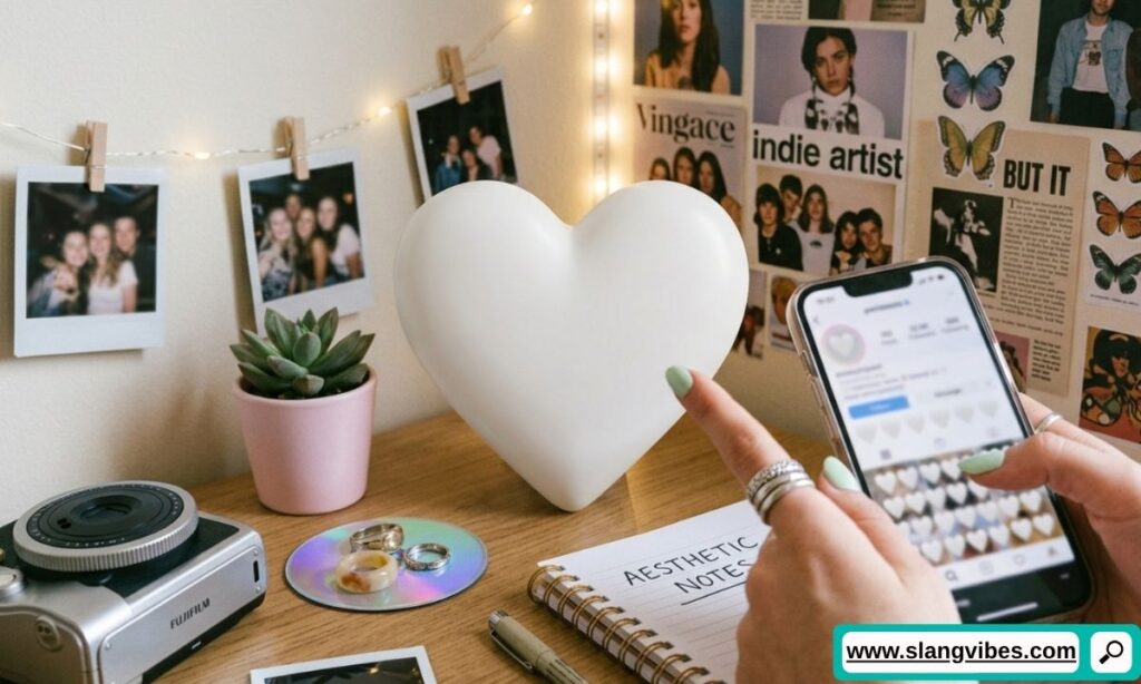 White Heart Emoji in Gen Z aesthetic culture representing soft vibes, peace, love, and minimalist social media trends