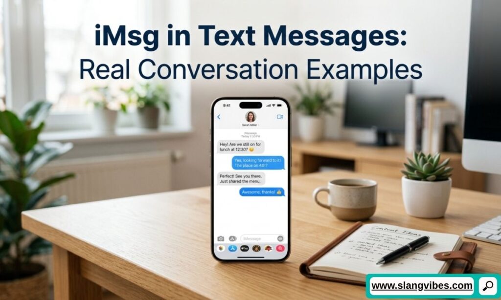 iMsg in text messages with real conversation examples showing iMessage chat slang and texting abbreviations