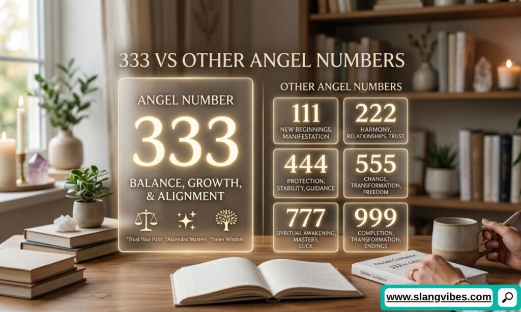 333 vs 111, 222, 444, 555, 777, and 999 angel numbers meaning comparison