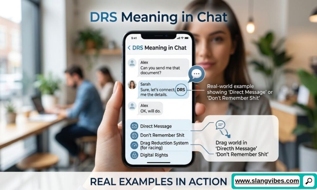 DRS meaning in chat shown with real text message examples and social media conversations for easy understanding.