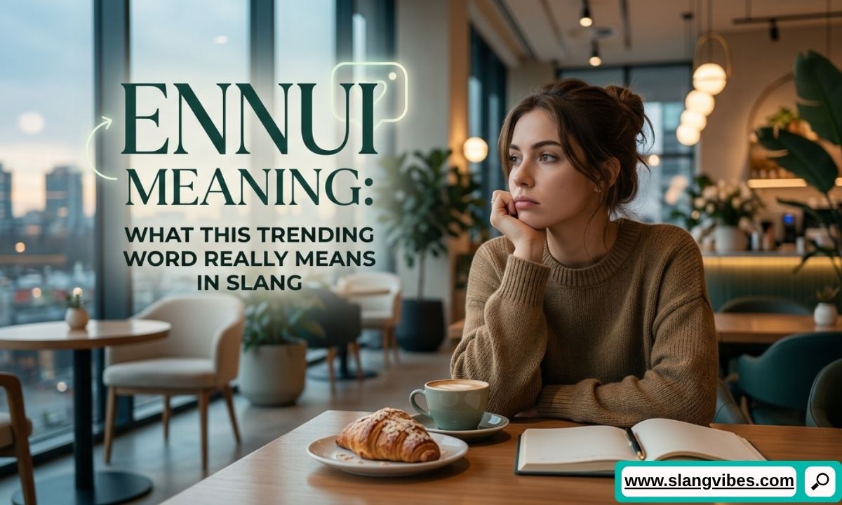 Ennui meaning in slang, showing boredom, restlessness, and emotional emptiness in modern conversations