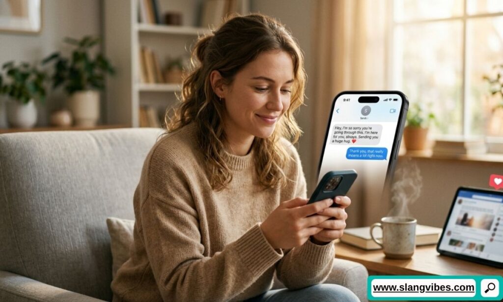 Solace meaning in texts and social media showing comfort, emotional support, and modern online communication