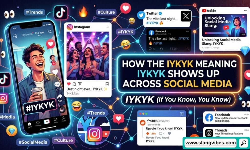 IYKYK meaning across social media, showing how the internet slang is used on TikTok, Instagram, and Snapchat
