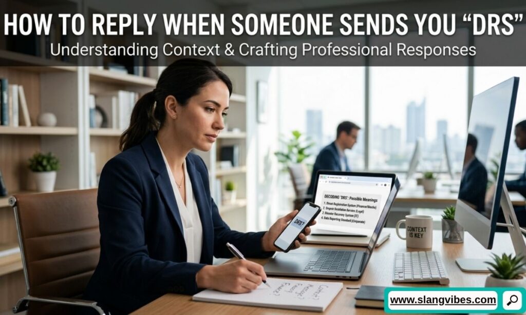 How to reply when someone sends DRS in chat with texting examples and social media conversation tips.