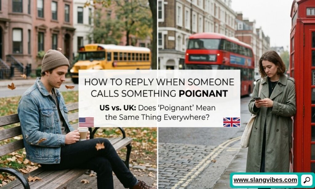 US vs UK poignant meaning explained in American and British English with text and chat examples