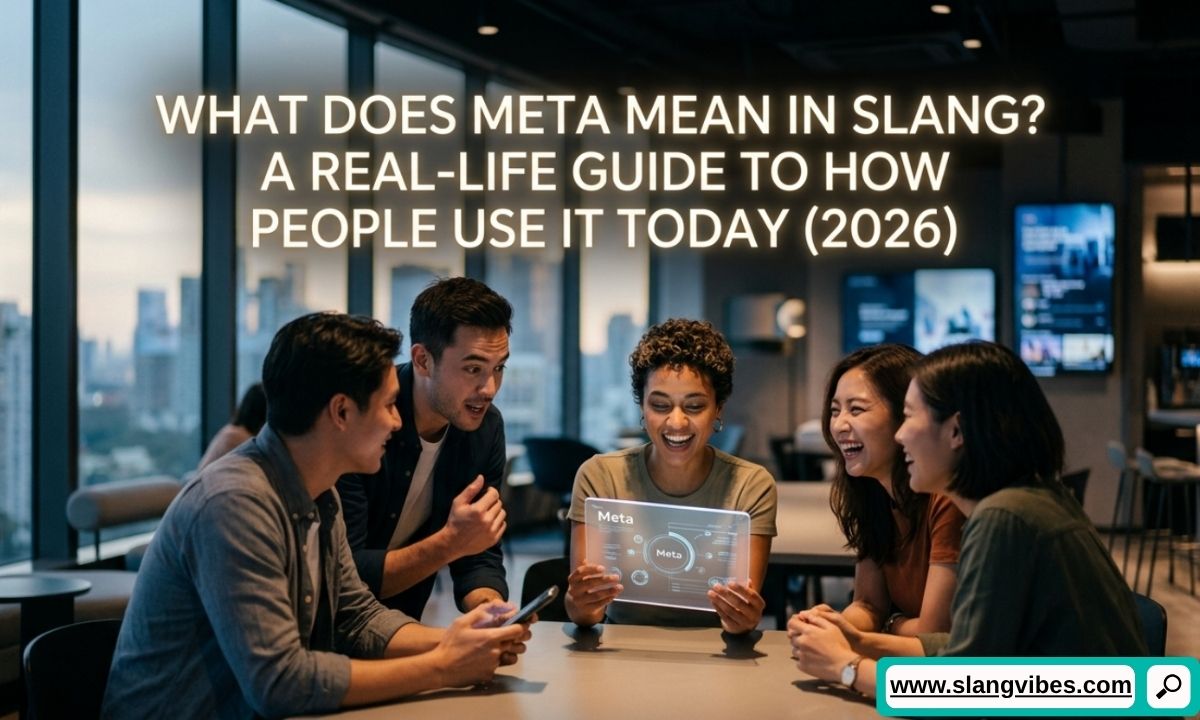 Meta meaning in slang explained with social media chat examples from TikTok, gaming, memes, and Gen Z conversations