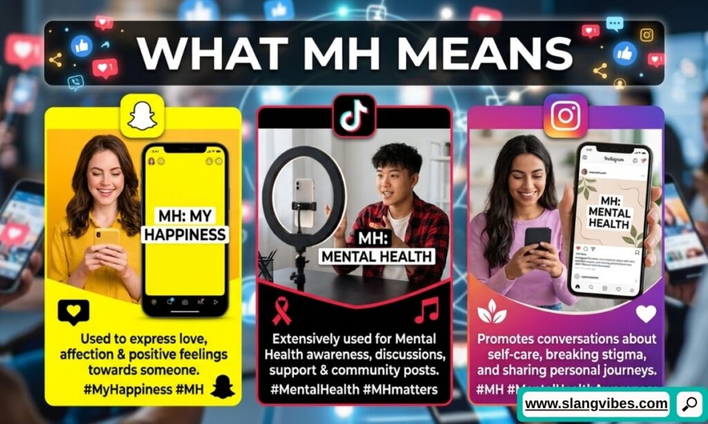What MH means on Snapchat, TikTok, and Instagram explained with real chat examples and social media slang meanings.