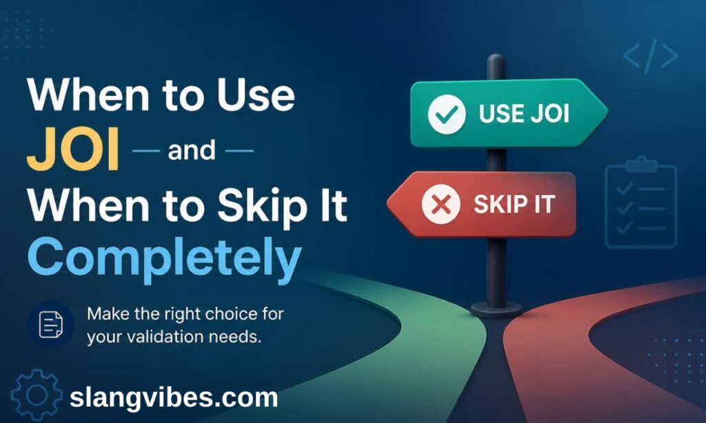 Directional signpost with green 'Use Joi' and red 'Skip It' options for data validation decision-making.