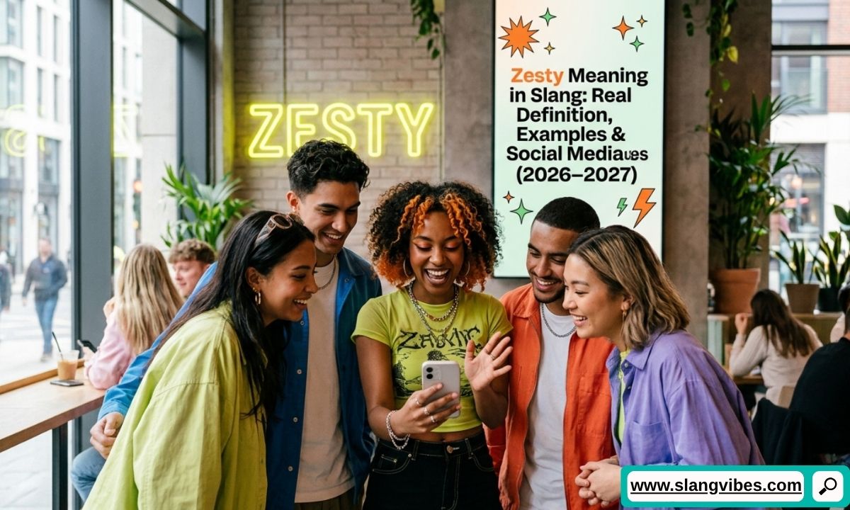 Zesty meaning in slang explained with Gen Z social media examples from TikTok, Snapchat, Instagram, and texting (2026).