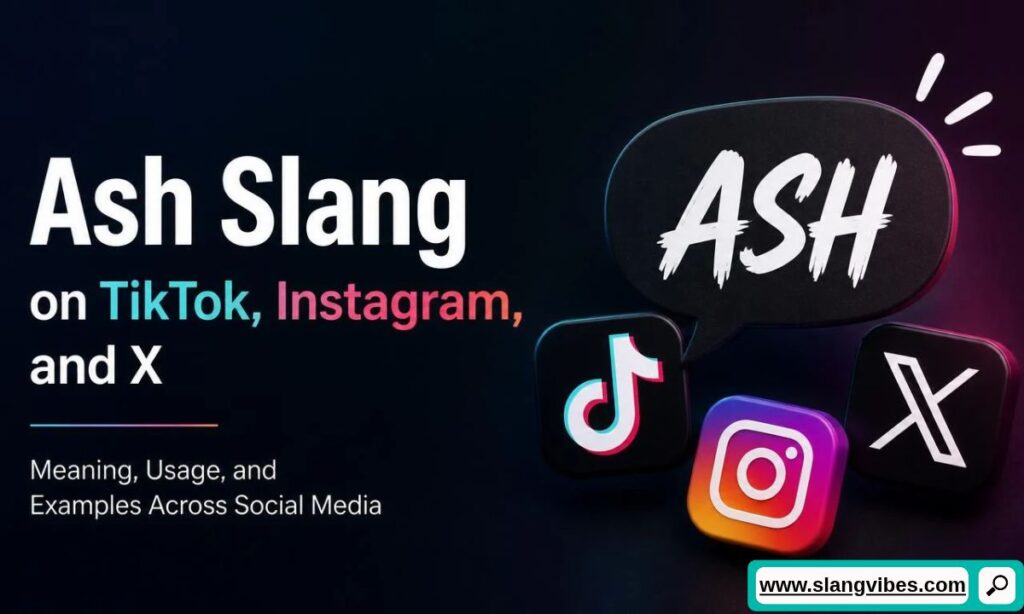 3D TikTok, Instagram, and X icons beneath a dark speech bubble with white ASH lettering.