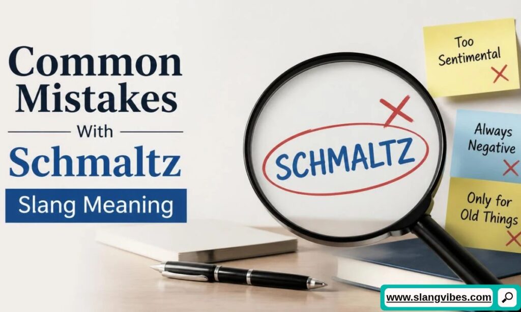 Woman listening attentively to a man talking across a table next to text on how to respond when someone says it's schmaltz.