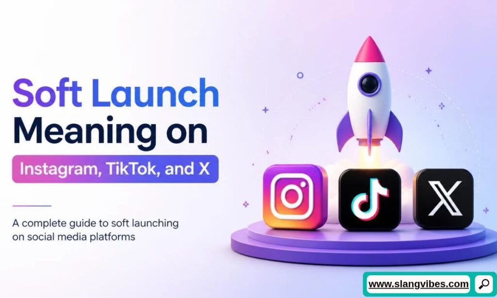 3D rocket launching behind Instagram, TikTok, and X app icons illustrating soft launch platform strategies.